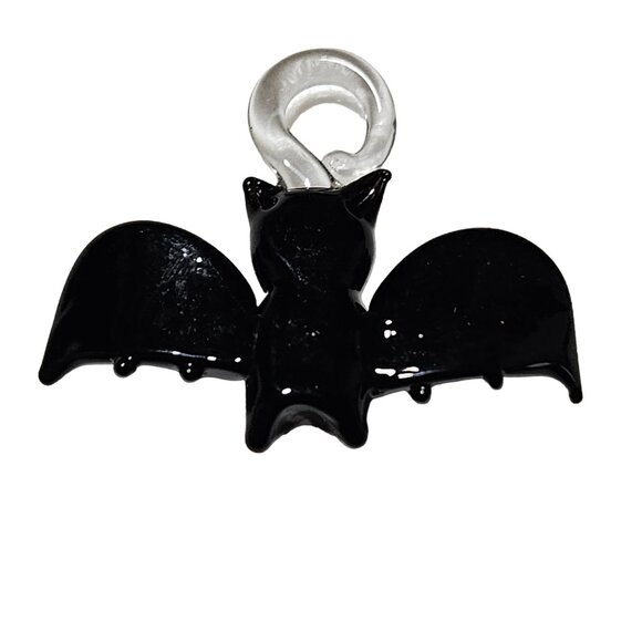 Handmade Glass Halloween Bat Pendant Charm Necklace Bracelet Jewelry Crafting - Picture 2 of 3